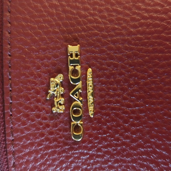 Coach Double Corner Zip Wristlet Leather Phone Wallet In Wine - Picture 12 of 12